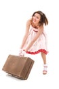 Moving a suitcase Royalty Free Stock Photo