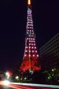 Moving traffic light trails at Tokyo tower
