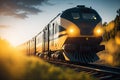 Moving train with blurry lights. ai generative Royalty Free Stock Photo