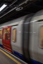 Moving train, motion blurred, London Underground