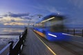 Moving Train, Southport pier Royalty Free Stock Photo