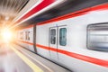 Moving train in subway station Royalty Free Stock Photo
