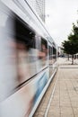 Moving tram in the city Royalty Free Stock Photo