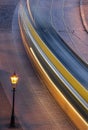 A moving tram at night Royalty Free Stock Photo