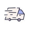 moving truck color vector doodle simple icon Royalty Free Stock Photo