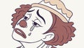 Crying clown, a symbol of bittersweet emotions, vector design Generative AI Royalty Free Stock Photo