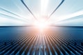 Moving walkway and light on background. Royalty Free Stock Photo