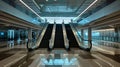 Moving walkways and escalators make it easy to navigate through the terminal even for those with heavy luggage Royalty Free Stock Photo