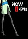 Mow or never. Stylish fashion model. Fashion girl Sketch