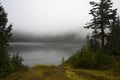 Fog in over Mowich lake Royalty Free Stock Photo