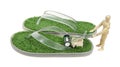 Mowing Grass Sandals Royalty Free Stock Photo