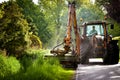 Mowing grass shoulder Royalty Free Stock Photo