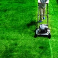 Mowing Lawn Grass Lush Green Landscaping Lawn Care Royalty Free Stock Photo