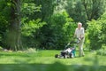 Mowing my big garden Royalty Free Stock Photo