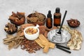 Moxibustion Treatment with Chinese Herbs and Spice Royalty Free Stock Photo