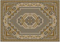 Luxurious carpet in beige and brown shades with pattern on a beige field in the center