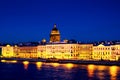 Moyka river in Saint Petersburg, Russia at the night, illuminated historical buildings Royalty Free Stock Photo