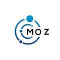 MOZ letter technology logo design on white background. MOZ creative initials letter IT logo concept. MOZ letter design