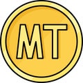 Mozambican metical coin icon, currency of Mozambique