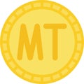 Mozambican metical coin icon, currency of Mozambique