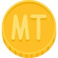 Mozambican metical coin icon, currency of Mozambique