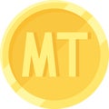 Mozambican metical coin icon, currency of Mozambique