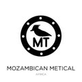 mozambican metical icon in trendy design style. mozambican metical icon isolated on white background. mozambican metical vector Royalty Free Stock Photo