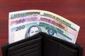 Mozambican money  in the black wallet Royalty Free Stock Photo