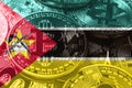 Mozambique bitcoin flag, national flag cryptocurrency concept