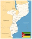 Mozambique - detailed map with administrative divisions and country flag
