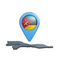 Mozambique flag map pin on white Royalty Free Stock Photo