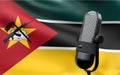 Mozambique flag with microphone 3d rendering image