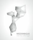 Mozambique vector grey and silver polygonal mosaic 3d map