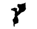 Mozambique Map. Mozambican Country Map. Black and White National Nation Outline Geography Border Boundary Shape Territory Vector I