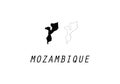 Mozambique outline map country shape