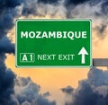 MOZAMBIQUE road sign against clear blue sky Royalty Free Stock Photo