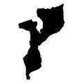 Mozambique - solid black silhouette map of country area. Simple flat vector illustration