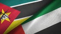 Mozambique and United Arab Emirates two flags textile cloth, fabric texture