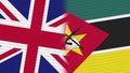 Mozambique and United Kingdom Flags Together Fabric Texture