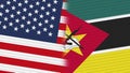 Mozambique and United States of America Flags Together