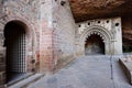 Mozarabic gate and gothic chapel of San Victorian,Cloister of Old Monastery of San Juna de la Pena, Huesca province, Aragon, Spain