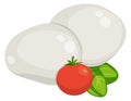 Mozarella icon. Cartoon soft cheese. Traditional italian cuisine Royalty Free Stock Photo