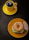 Mozarella sandwich and cup of coffee Royalty Free Stock Photo