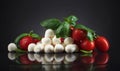 Mozarella with small tomatoes and basil . Royalty Free Stock Photo