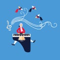 Mozart performed his music on the harpsichord. Cute cartoon vector