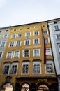 Mozart`s Birth House. Yellow building.