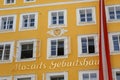 Mozart`s Birthplace Mozarts Geburtshaus, Salzburg, Austria Royalty Free Stock Photo