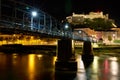 The Mozartsteg Bridge in Salzburg at Night Royalty Free Stock Photo