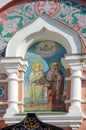 Mozhaisk, Russia - September, 2019: Ioakimo - Annovskiy Temple. Icon on the wall