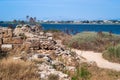 Mozia salt flats and an old windmill in Marsala, Sicily